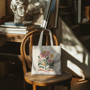 Tote Bag Livre Floral Développez Votre Esprit