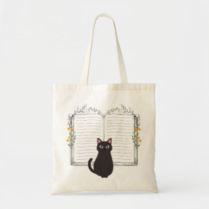 Tote Bag Livre Journal Relié Chat Noir Minimaliste Art