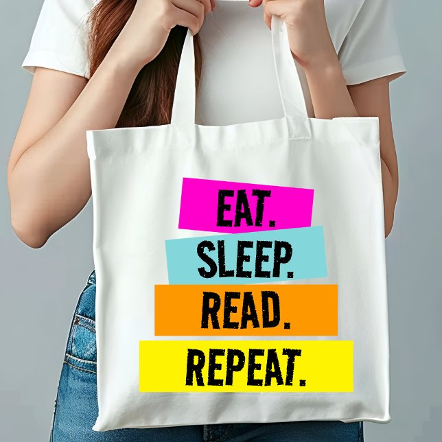 Tote Bag Livre Lover's Eat Sleep Lire Répéter Monogramme (Créateur téléchargé)