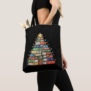 Tote Bag Livre Noël Arbre Lumières Professeur Bibliothécair