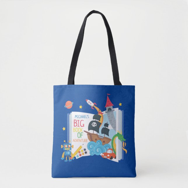 Tote Bag Livre Whimsical Boy Library (Devant)