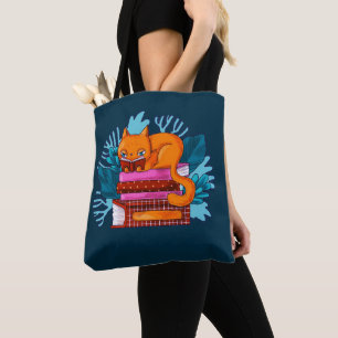 Tote Bag Livres Approuvés Cat Turquoise