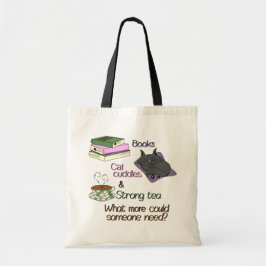 Tote Bag Livres, boudins de chat et thé