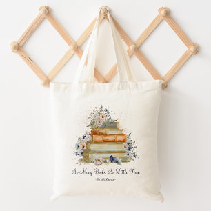 Tote Bag Livres de citations personnalisés Roses Bleu Beige
