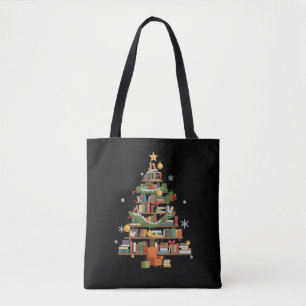 Tote Bag Livres de Noël Arbre Amoureux des Livres Enseignan