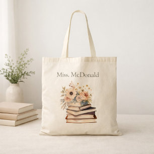 Tote Bag Livres Floraux Cadeaux pour Appréciation des Ensei