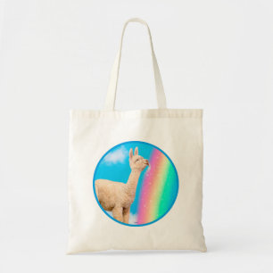 Tote Bag Llama Licking Rainbow
