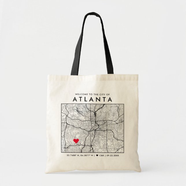 Tote Bag Localisateur d'amour Atlanta | Accueil du Mariage  (Devant)