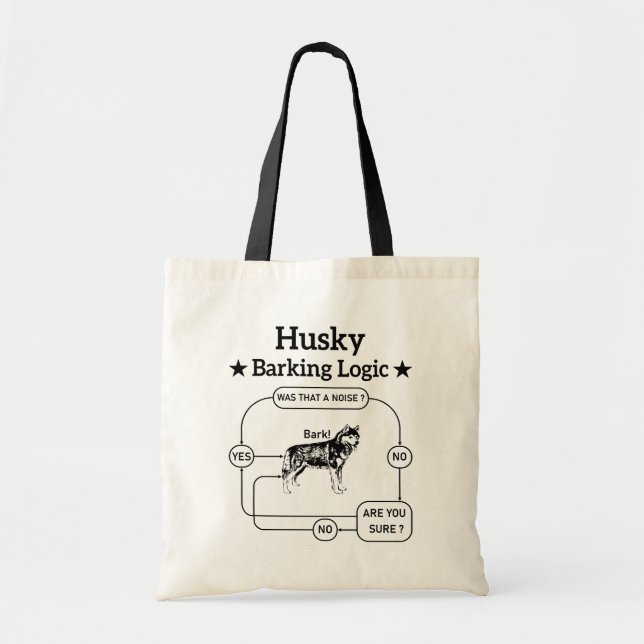 Tote Bag Logique d'aboiement de Husky Drôle Chien Sibérien  (Devant)