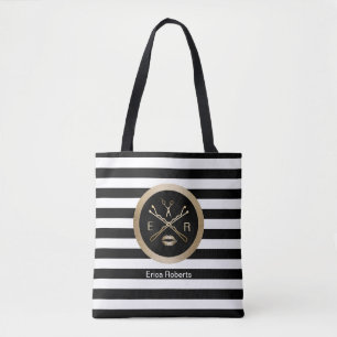 Tote Bag Logo de beauté d'or de coiffeur de maquilleur
