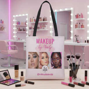 Tote Bag Logo de code QR de script rose Photo Maquillage à 