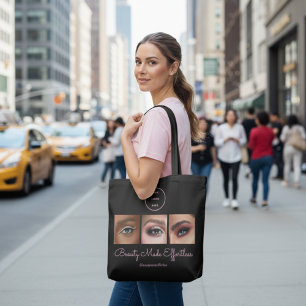 Tote Bag Logo de script Black Pink Photo Makeup Studio