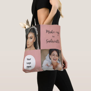 Tote Bag Logo de script photo boho rose poussiéreuse botani