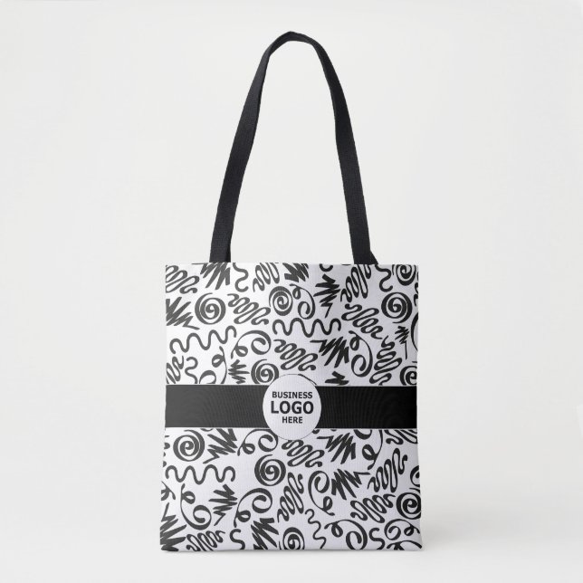 Tote Bag LOGO d'entreprise avec barre noire Simplicité mode (Devant)