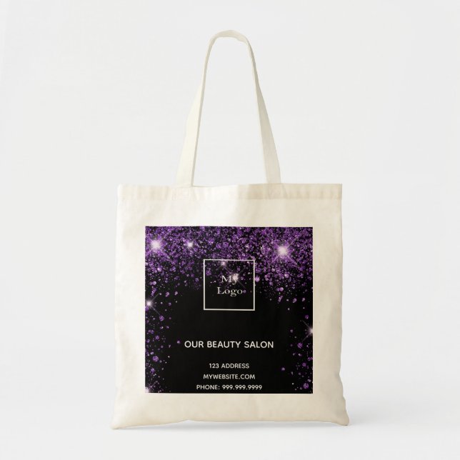 Tote Bag Logo d'entreprise de parties scintillant violet no (Devant)