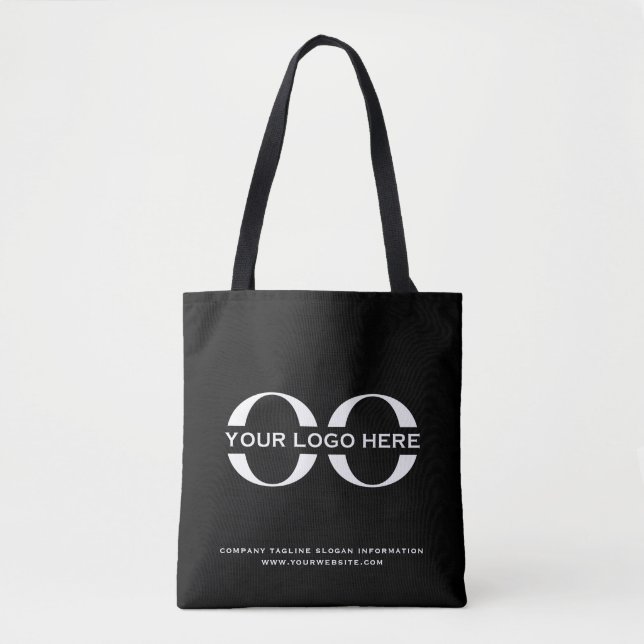 Tote Bag Logo d'entreprise Entreprise Promotionnel Noir (Devant)