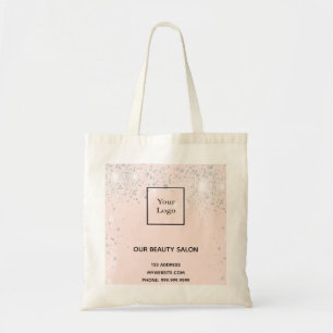 Tote Bag Logo d'entreprise rose or rose parties scintillant