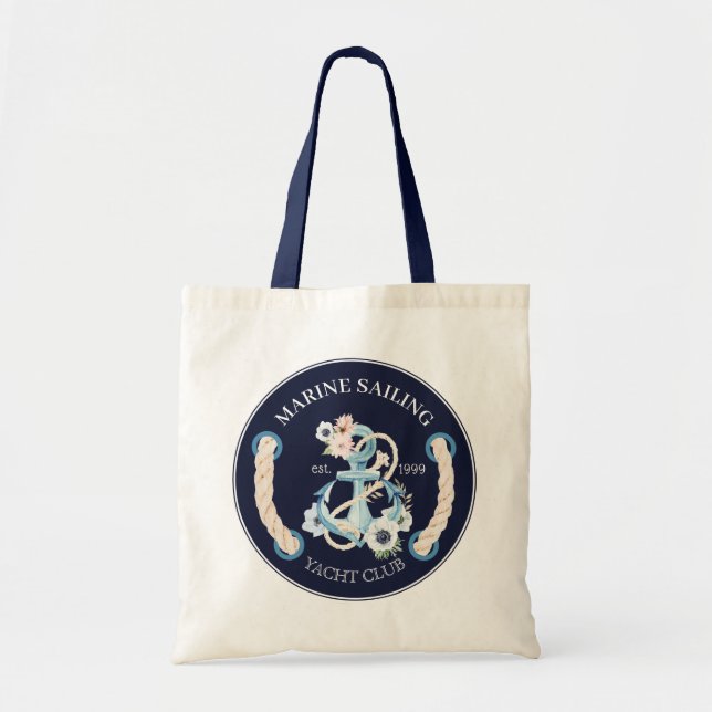 Tote Bag Logo des fleurs de fleurs marines de l'ancre nauti (Devant)