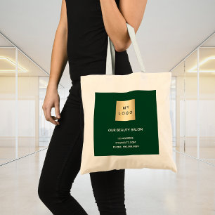 Tote Bag logo Emerald green business