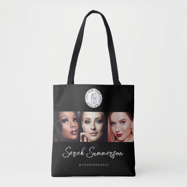 Tote Bag Logo noir et blanc de studio de maquillage 3 Photo (Devant)