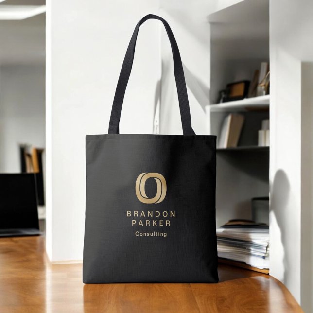 Tote Bag Logo professionnel simple Gold sur Noir (Créateur téléchargé)