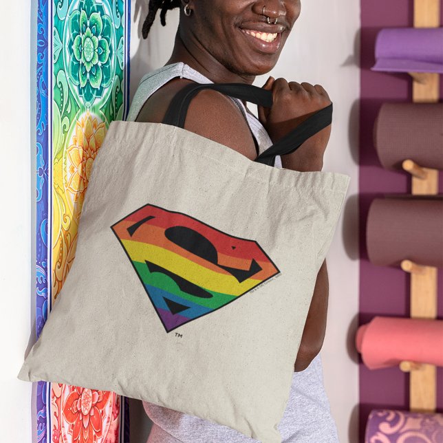 Tote Bag Logo Rainbow Superman (Person carrying tote bag)