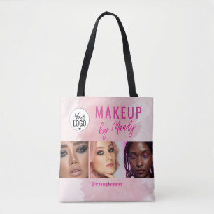 Tote Bag Logo Script Rose 3 Photo Maquillage Aquarelle 