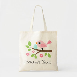 Tote Bag L'oiseau rose mignon avec l'oeuf a personnalisé l