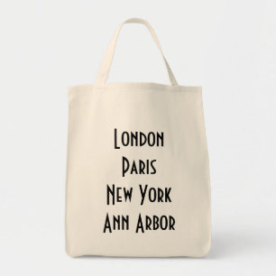 Tote Bag Londres Paris New York Ann Arbor