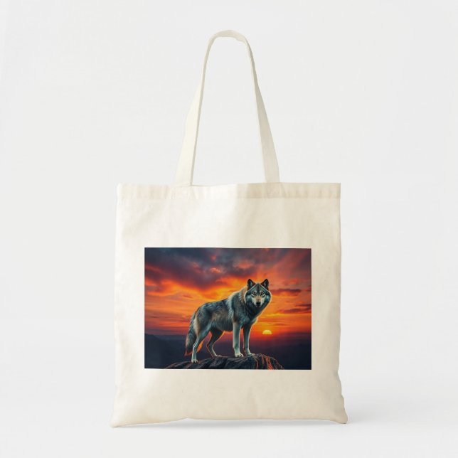 Tote Bag Lone Wolf at Sunset (Devant)