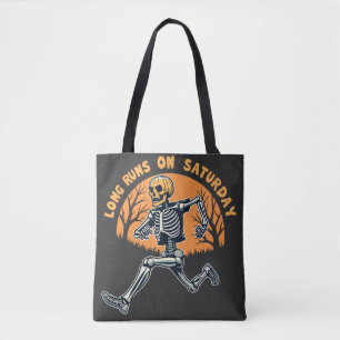 Tote Bag Longue Course Le Samedi Skeleton Éffrayant Courir