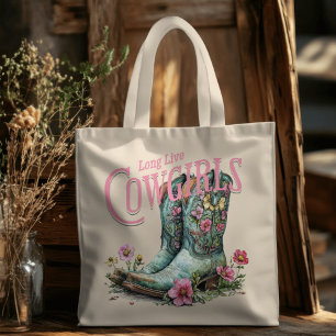 Tote Bag Longue Vie Cowgirls Floral Cowboy Boots