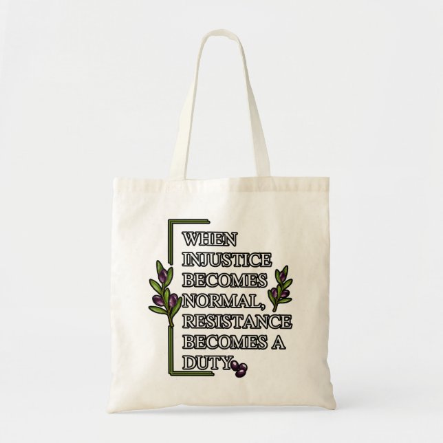 TOTE BAG LORSQUE L'INJUSTICE DEVIENT NORMALE, LA RÉSISTANCE (Devant)