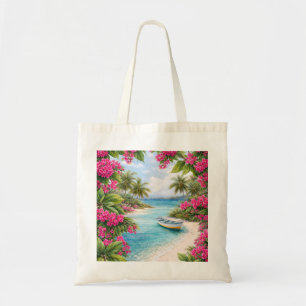 Tote Bag Los Roques Venezuela Plage Fleur Rose Tropicale