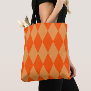 Tote Bag Losanges Damier Orange Clair et Foncé Harlequin