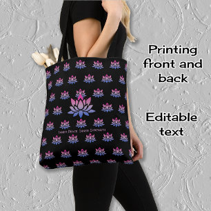 Tote Bag Lotus flower motif et texte personnalisé