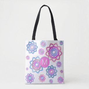 Tote Bag Lotus Flower Simple rose Pascal Vert Monogramme