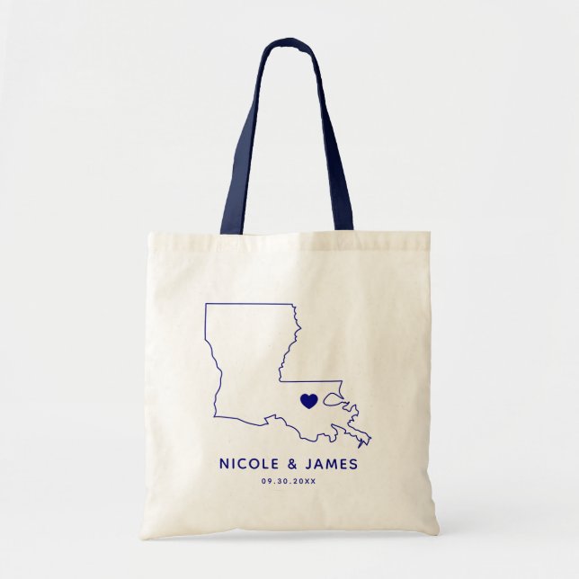 Tote Bag Louisiane Mariage Welcome Bag Fourre-tout, Navy Bl (Devant)