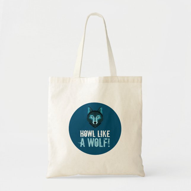 Tote Bag Loup bleu, Howtel Like a Wolf (Devant)