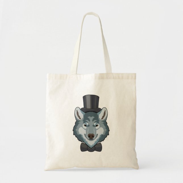 Tote Bag Loup comme marié avec arc (Devant)