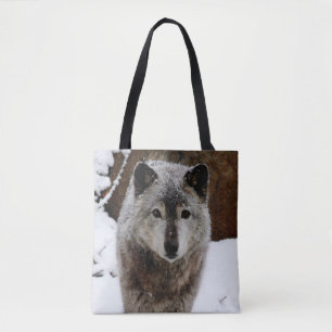 Tote Bag Loup gris dans la neige