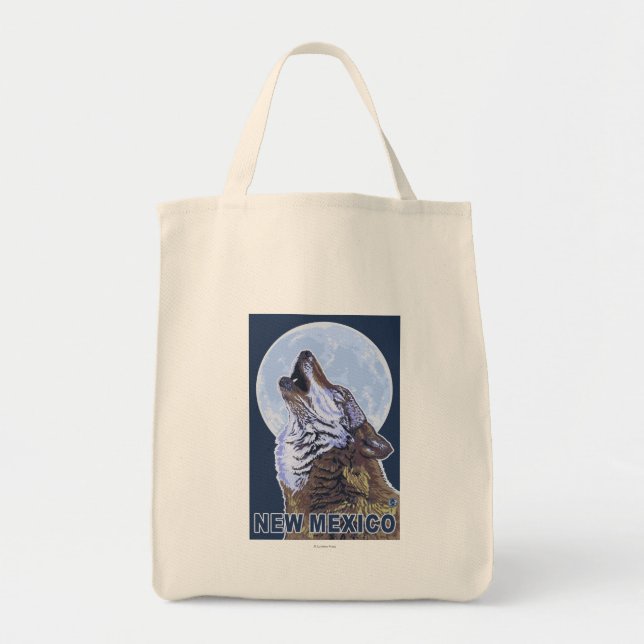 Tote Bag Loup gris Howling Nouveau-Mexique (Devant)