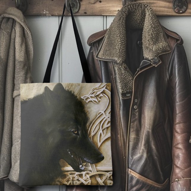 Tote Bag Loup noir celtique (Créateur téléchargé)