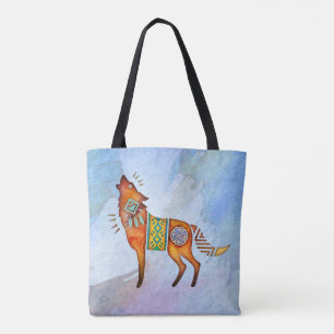 Tote Bag Loup peint Fourre-tout