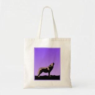 Tote Bag Loup qui hurle au coucher du soleil - Art animalie