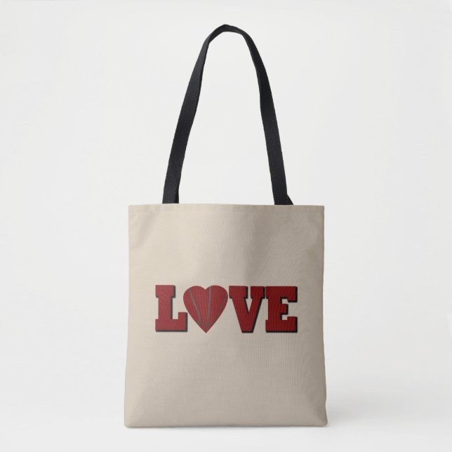 Tote Bag Love basket-ball avec coeur rouge (Devant)