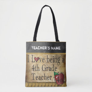 Tote Bag Love Being a 4th Grade Teacher   DIY Name