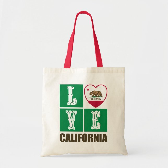 Tote Bag Love California Republic State Drapeau Heart Pride (Devant)