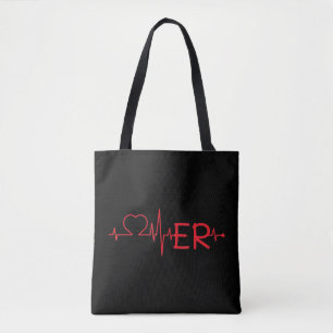 Tote Bag Love ER Heartbeat médecin infirmier travailleurs