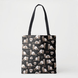 Tote Bag Love Ferrets - Noir